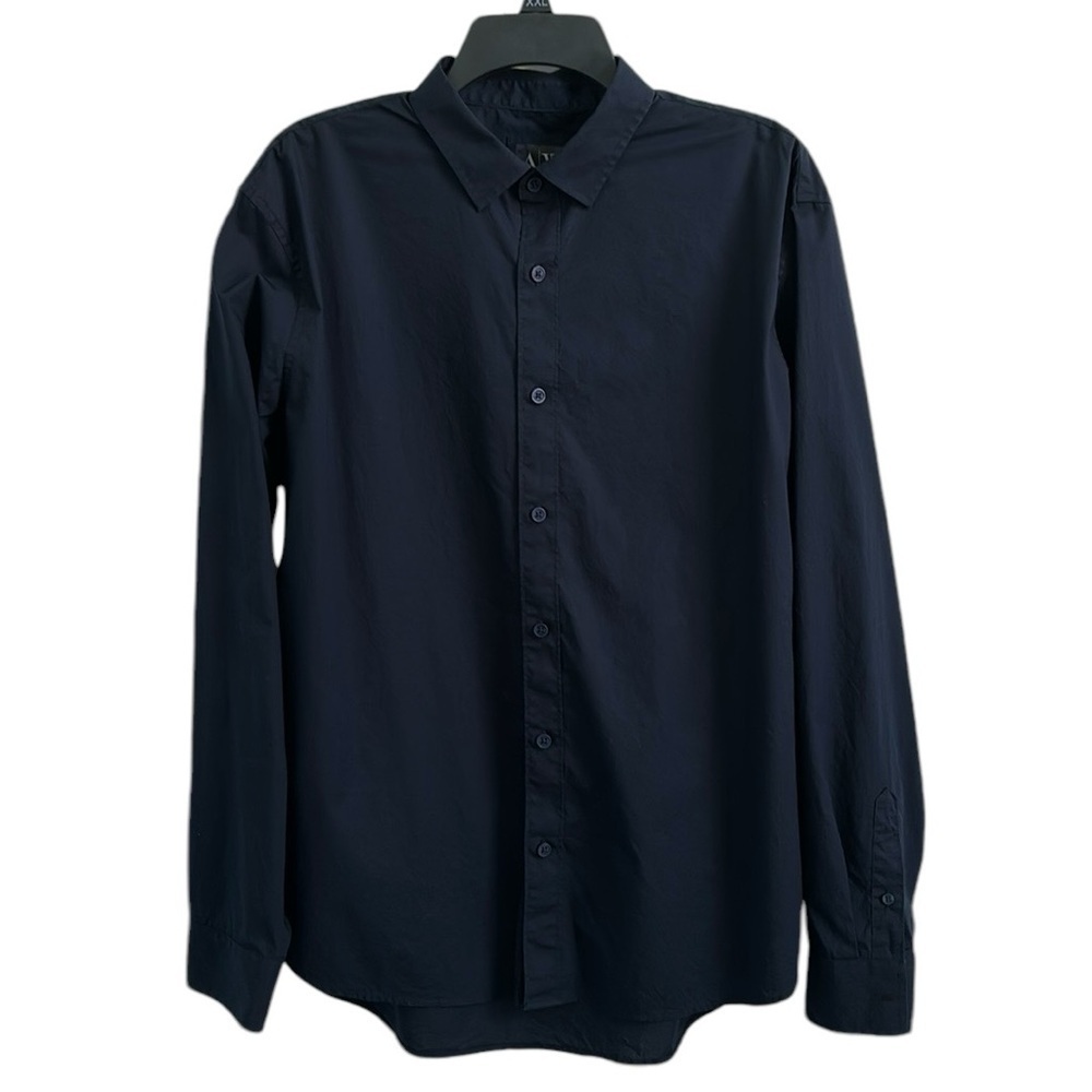 Armani Exchange A/X Black Cotton Lycra Button Down Long Sleeve Shirt Size Reg L